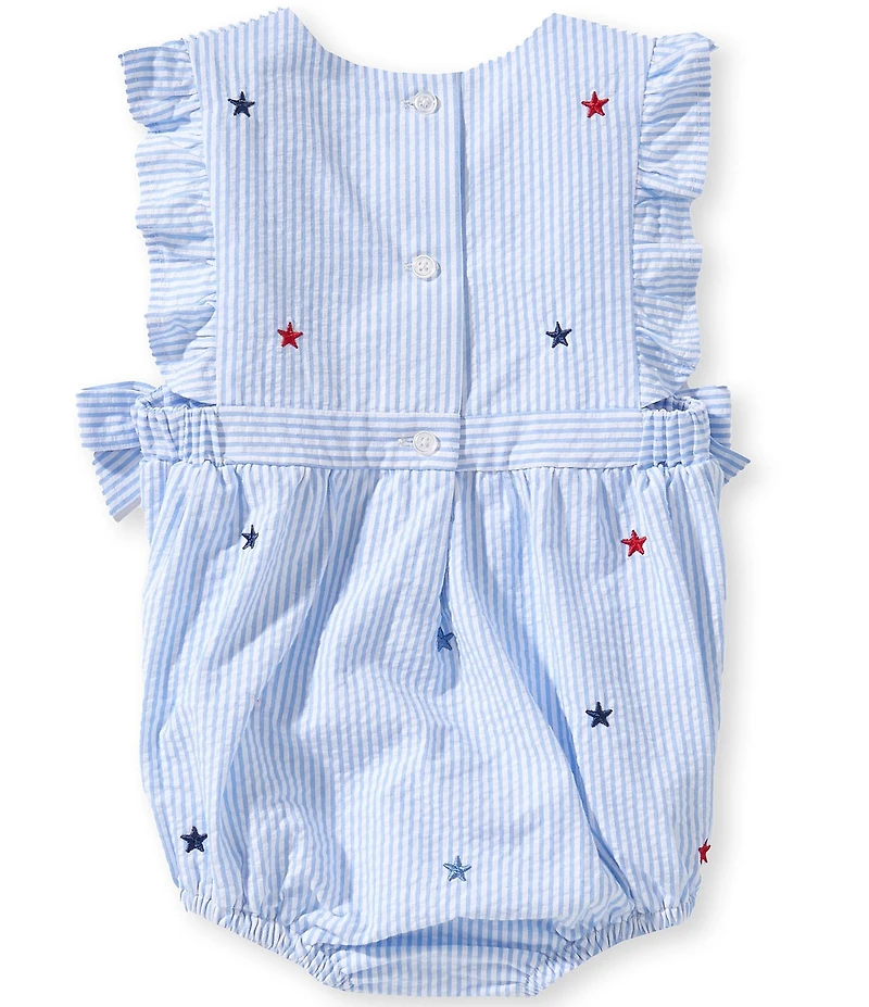 Adventurewear 360 Baby Girls Americana Star Print Seersucker Bow Romper & Hair Bows