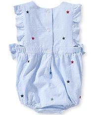 Adventurewear 360 Baby Girls Americana Star Print Seersucker Bow Romper & Hair Bows