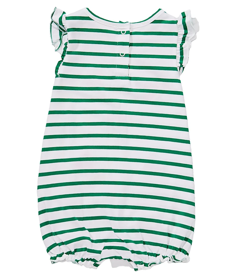 Adventurewear 360 Baby Girls Flutter Sleeve Watermelon Embroidery Striped Bubble Romper