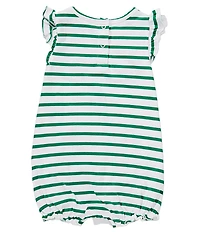 Adventurewear 360 Baby Girls Flutter Sleeve Watermelon Embroidery Striped Bubble Romper