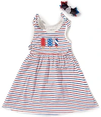 Adventurewear 360 Little Girls Americana Popsicle Dress With Sunglasses