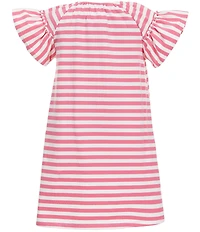 Adventurewear 360 Little Girls Embroidered Floral Stripe Print Short Sleeve Dress