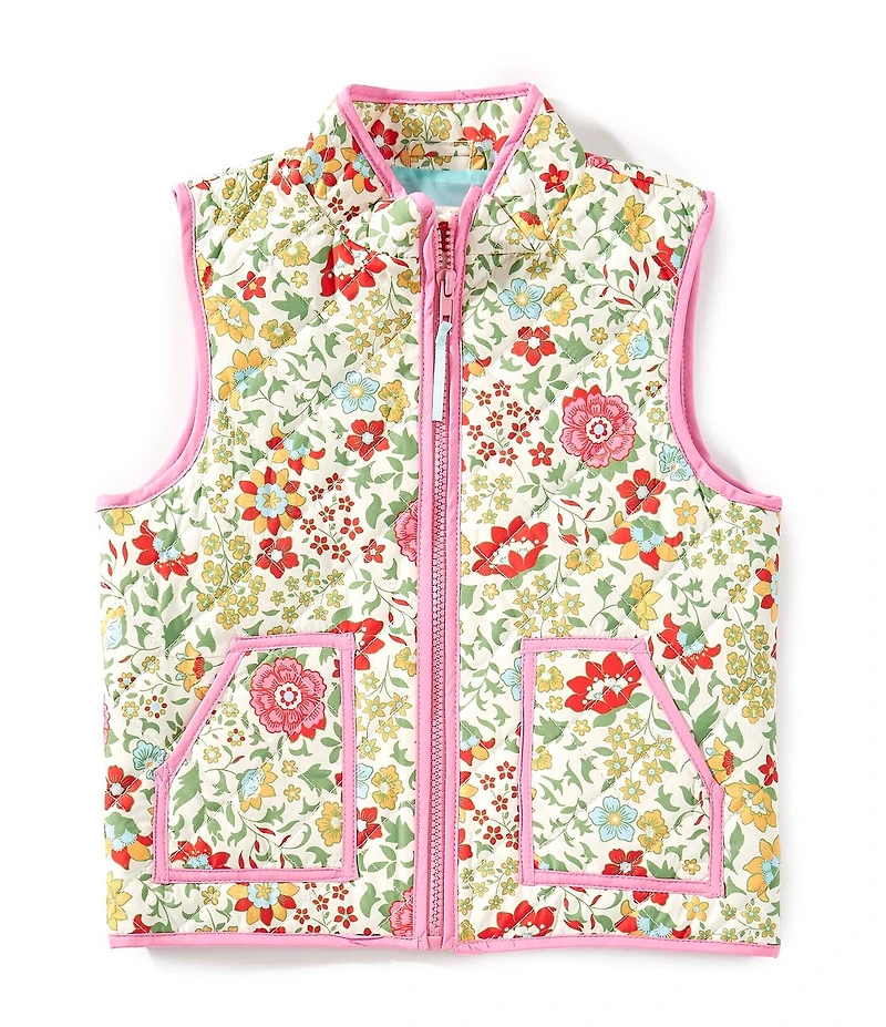 Adventurewear 360 Little Girls Floral Quilted Zip Vest