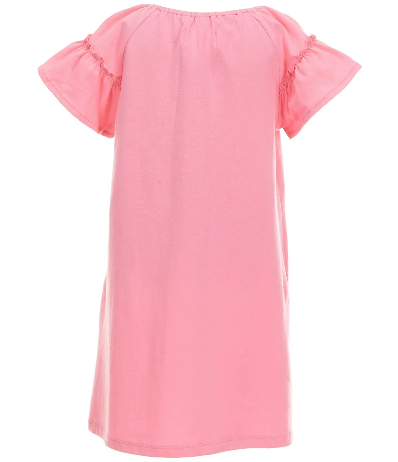 Adventurewear 360 Little Girls Flutter Sleeve Fruit Applique A-Line Dress