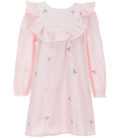 Adventurewear 360 Little Girls Long Sleeve Embroidered Bow Corduroy Dress