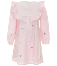 Adventurewear 360 Little Girls Long Sleeve Embroidered Bow Corduroy Dress