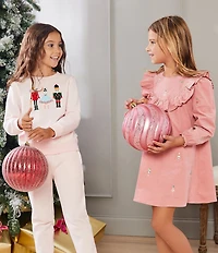 Adventurewear 360 Little Girls Long Sleeve Embroidered Corduroy Dress