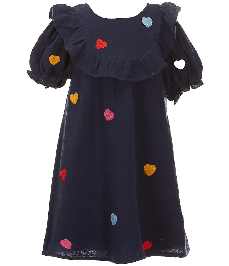 Adventurewear 360 Little Girls Short Sleeve Embroidered Heart Dress
