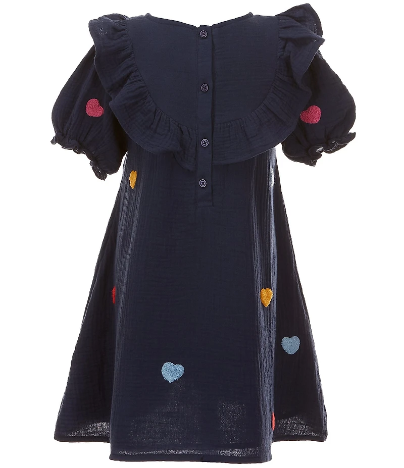 Adventurewear 360 Little Girls Short Sleeve Embroidered Heart Dress