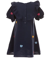 Adventurewear 360 Little Girls Short Sleeve Embroidered Heart Dress