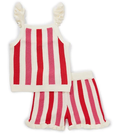 Adventurewear 360 Little Girls Scalloped Crochet Ruffle Tank Top & Shorts Set