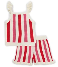 Adventurewear 360 Little Girls Scalloped Crochet Ruffle Tank Top & Shorts Set