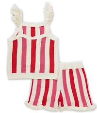 Adventurewear 360 Little Girls Scalloped Crochet Ruffle Tank Top & Shorts Set