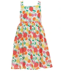 Adventurewear 360 Little Girls Square Neck Sleeveless Fruit Print Bow Detail Dress