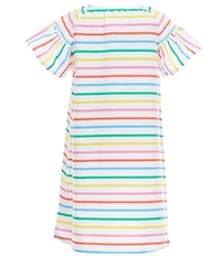 Adventurewear 360 Little Girls Flutter Sleeve Striped Fruit Applique A-Line Dress