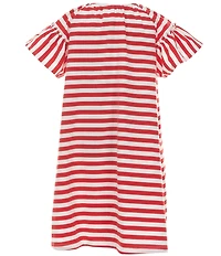 Adventurewear 360 Little Girls Striped Cap Sleeve Embroidered Boat Knit Dress