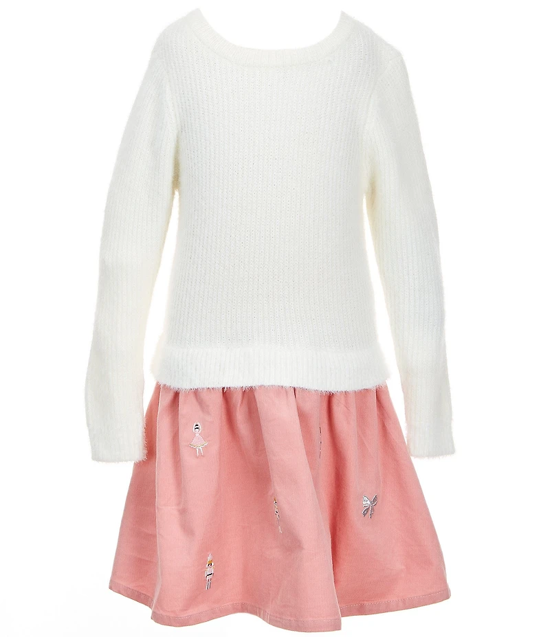 Adventurewear 360 Little Girls Sweater Corduroy Schiffli Dress