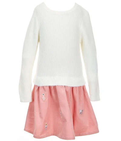 Adventurewear 360 Little Girls Sweater Corduroy Schiffli Dress