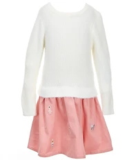 Adventurewear 360 Little Girls Sweater Corduroy Schiffli Dress