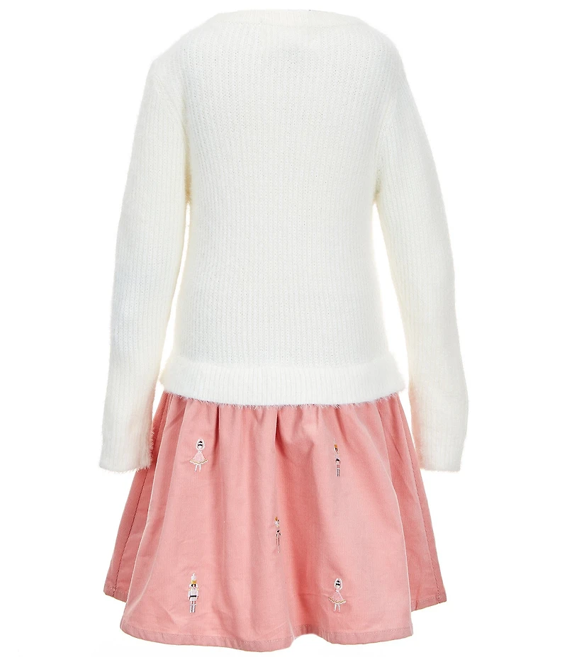 Adventurewear 360 Little Girls Sweater Corduroy Schiffli Dress