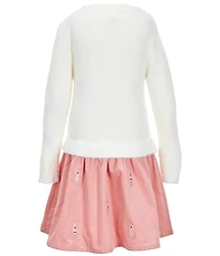 Adventurewear 360 Little Girls Sweater Corduroy Schiffli Dress
