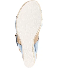 Aetrex Anetta Denim Embossed Leather Espadrille Wedge Sandals