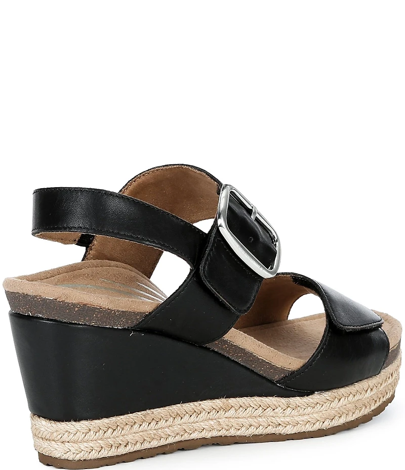 Aetrex Anetta Leather Espadrille Wedge Sandals