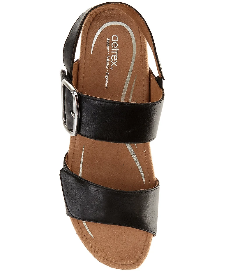 Aetrex Anetta Leather Espadrille Wedge Sandals