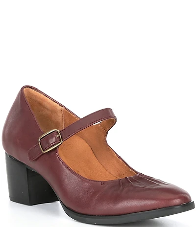Aetrex Blk Sara Mary Jane Strap Leather Pumps