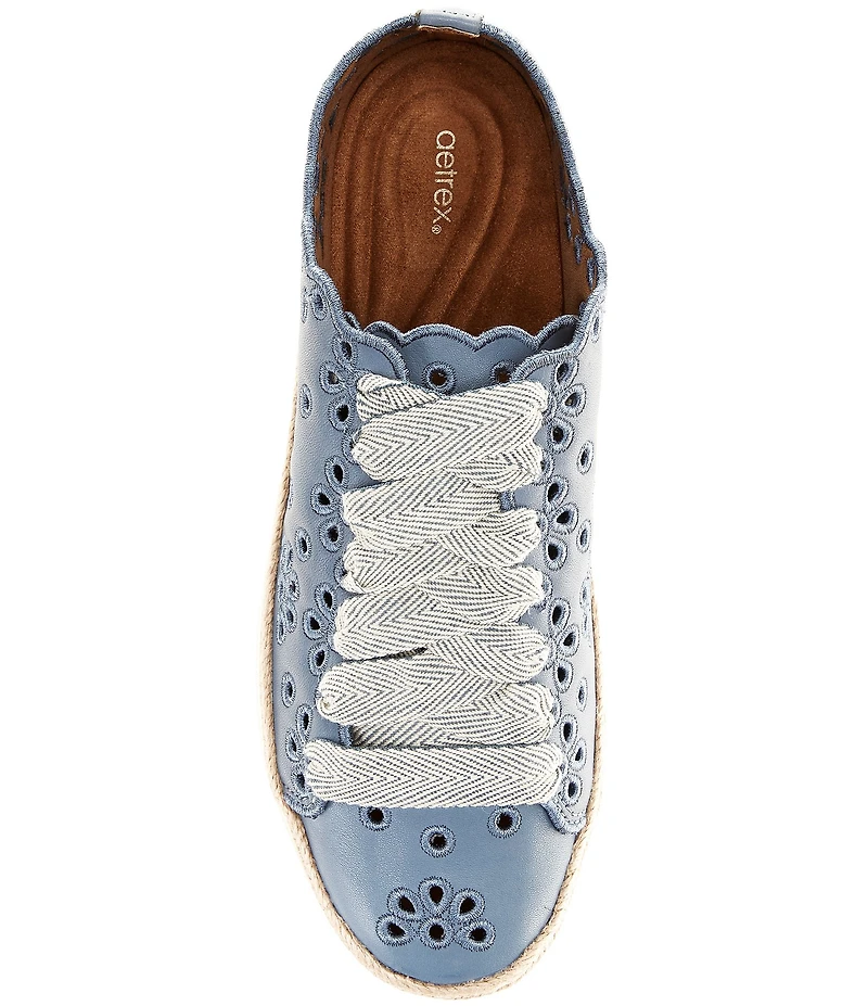 Aetrex Charlotte Leather Floral Lace Up Sneakers