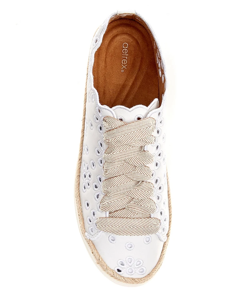 Aetrex Charlotte Leather Floral Lace Up Sneakers