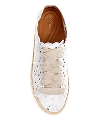 Aetrex Charlotte Leather Floral Lace Up Sneakers