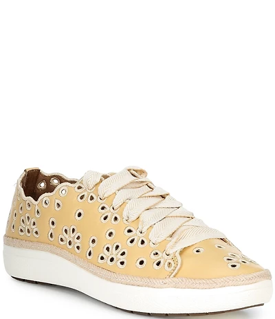 Aetrex Charlotte Leather Floral Lace Up Sneakers