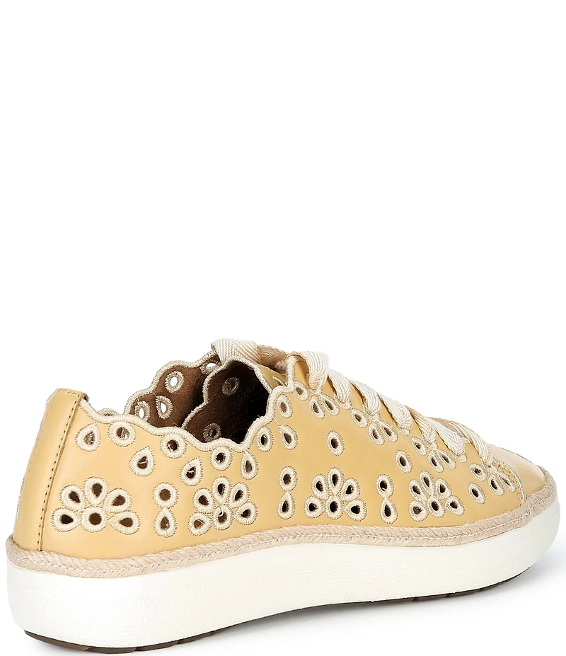 Aetrex Charlotte Leather Floral Lace Up Sneakers