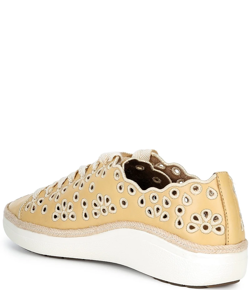 Aetrex Charlotte Leather Floral Lace Up Sneakers