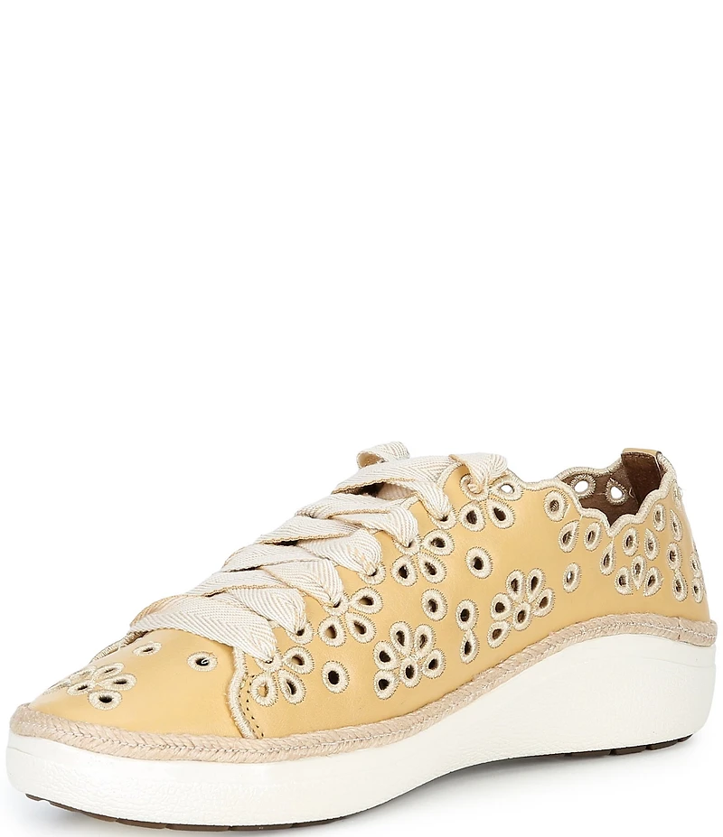 Aetrex Charlotte Leather Floral Lace Up Sneakers