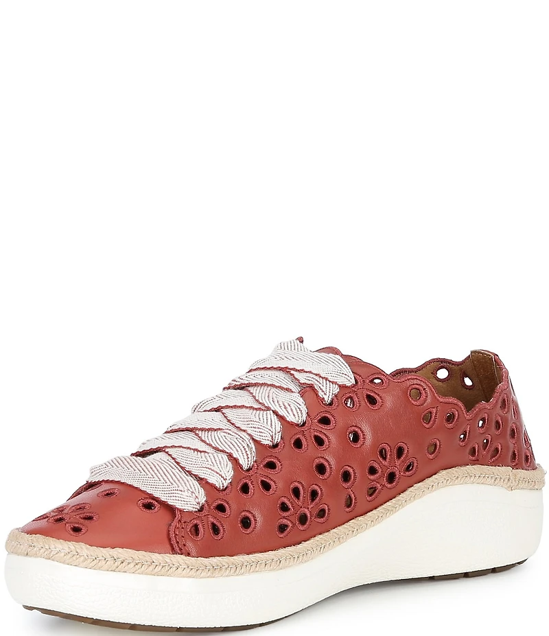 Aetrex Charlotte Leather Floral Lace Up Sneakers