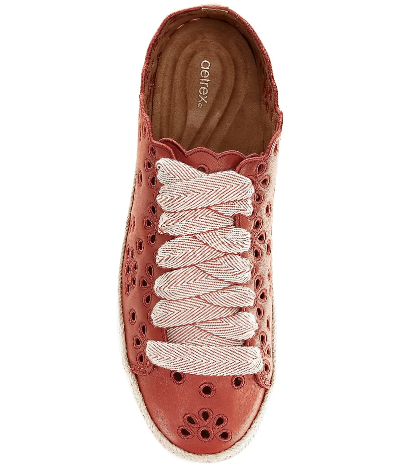 Aetrex Charlotte Leather Floral Lace Up Sneakers