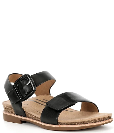 Aetrex Claire Leather Buckle Detail Sandals