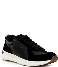 Aetrex Elise Leather and Suede Side Zip Sneakers