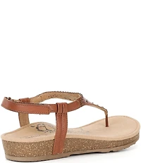 Aetrex Evelyn Perforated Leather Hook-and-Loop Thong Sandals