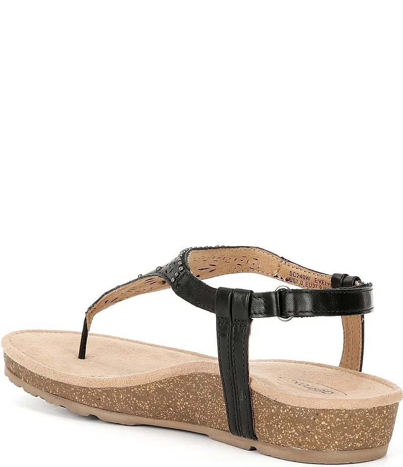 Aetrex Evelyn Perforated Leather Hook-and-Loop Thong Sandals