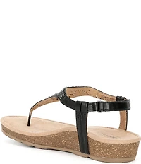 Aetrex Evelyn Perforated Leather Hook-and-Loop Thong Sandals