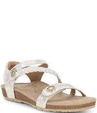 Aetrex Jillian Leather Braided Wedge Sandals