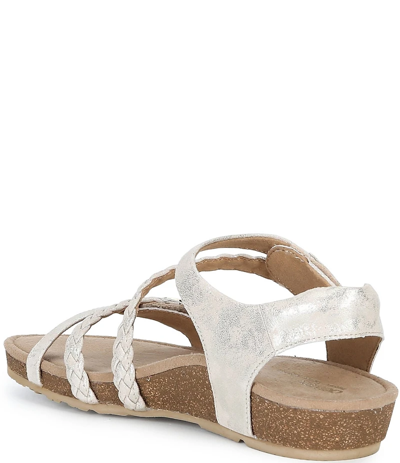 Aetrex Jillian Leather Braided Wedge Sandals