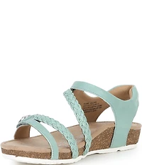 Aetrex Jillian Leather Braided Wedge Sandals