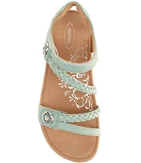 Aetrex Jillian Leather Braided Wedge Sandals