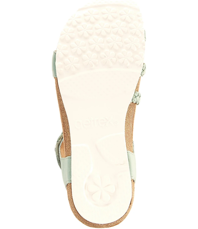 Aetrex Jillian Leather Braided Wedge Sandals