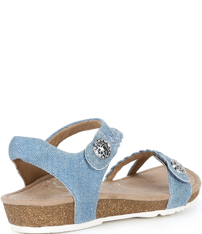 Aetrex Jillian Denim Canvas Braided Wedge Sandals