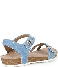 Aetrex Jillian Denim Canvas Braided Wedge Sandals